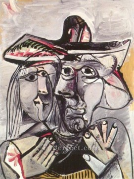 Pablo Picasso Painting - Busto de Hombre con sombrero y cabeza Mujer 1971 cubismo Pablo Picasso